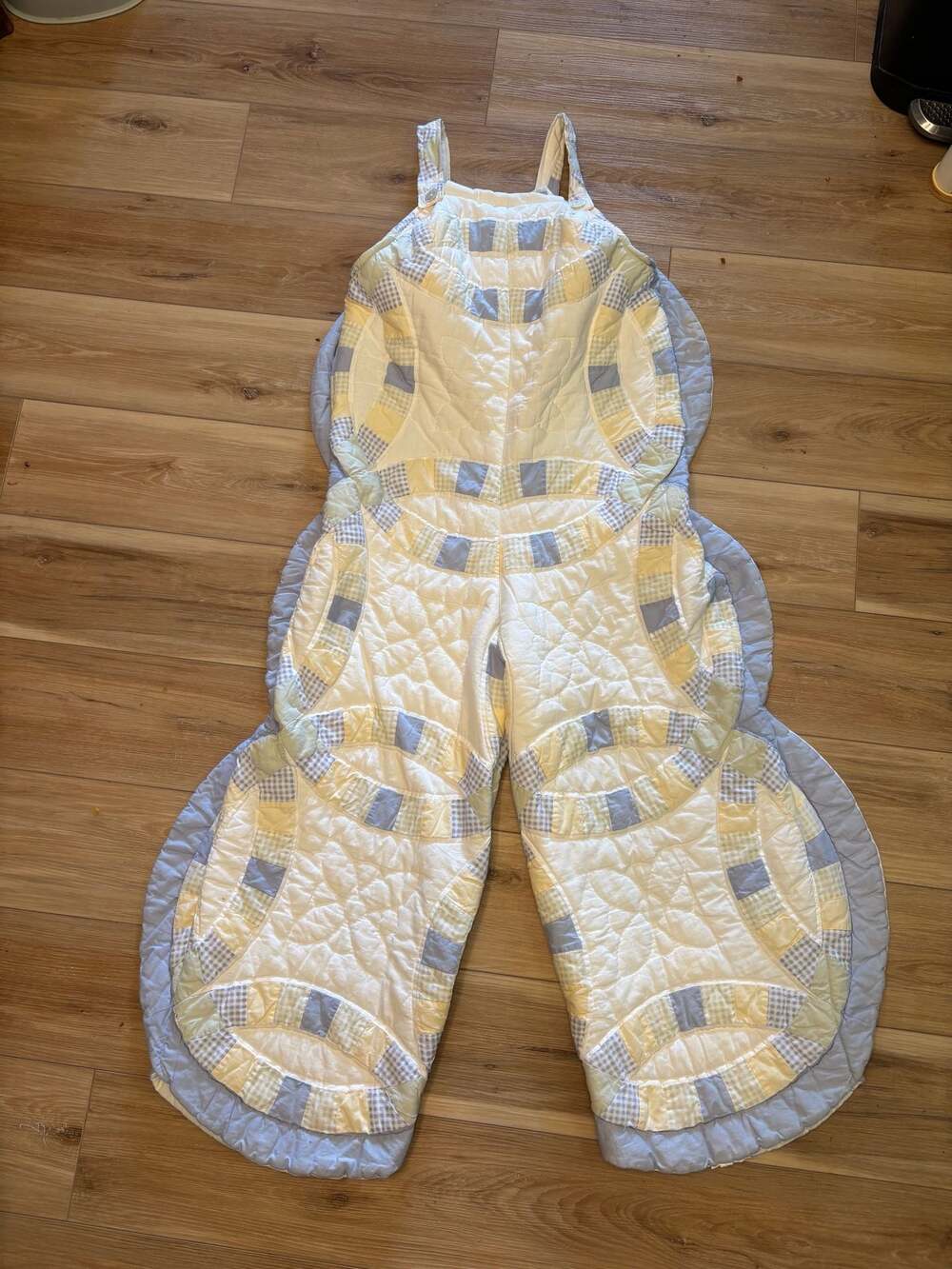 Handmade SnowSuit Sleep Wear Jumpsuit Reworked Circle gingham Quilt M-L - Picture 4 of 11